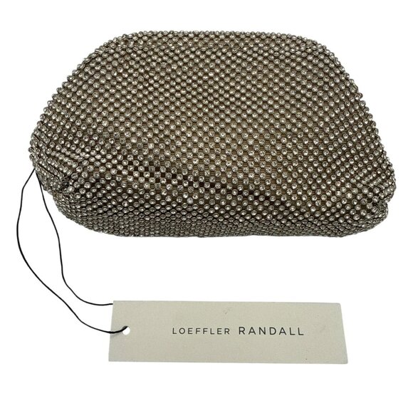 LOEFFLER RANDALL Women's Doris Crystal Rhinestone Mesh Mini Frame Pouch Bag Gold - Picture 9 of 10
